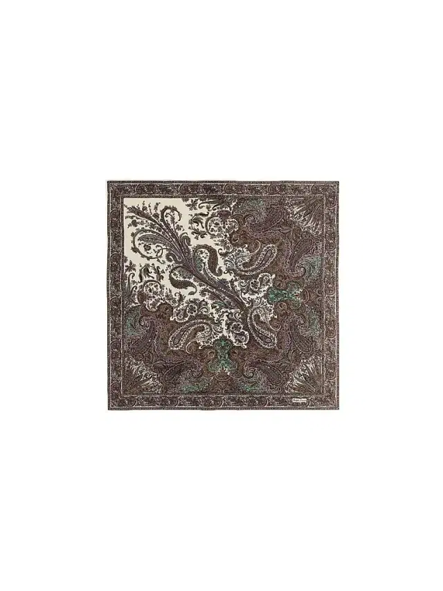 Women's Paisley Silk Scarf - Cream Multi