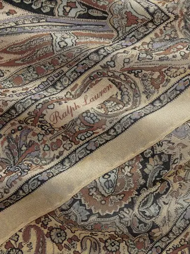 Ralph Lauren Collection Women's Paisley Silk Scarf - Tan Multi | Thumbnail 4