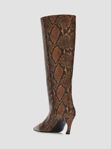 Schutz Women's Lexi 75MM Snakeskin Print Mid Boots - Pecan Brown - Size 6.5 | Thumbnail 4