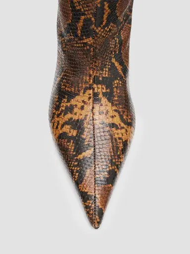 Schutz Women's Lexi 75MM Snakeskin Print Mid Boots - Pecan Brown - Size 6.5 | Thumbnail 5