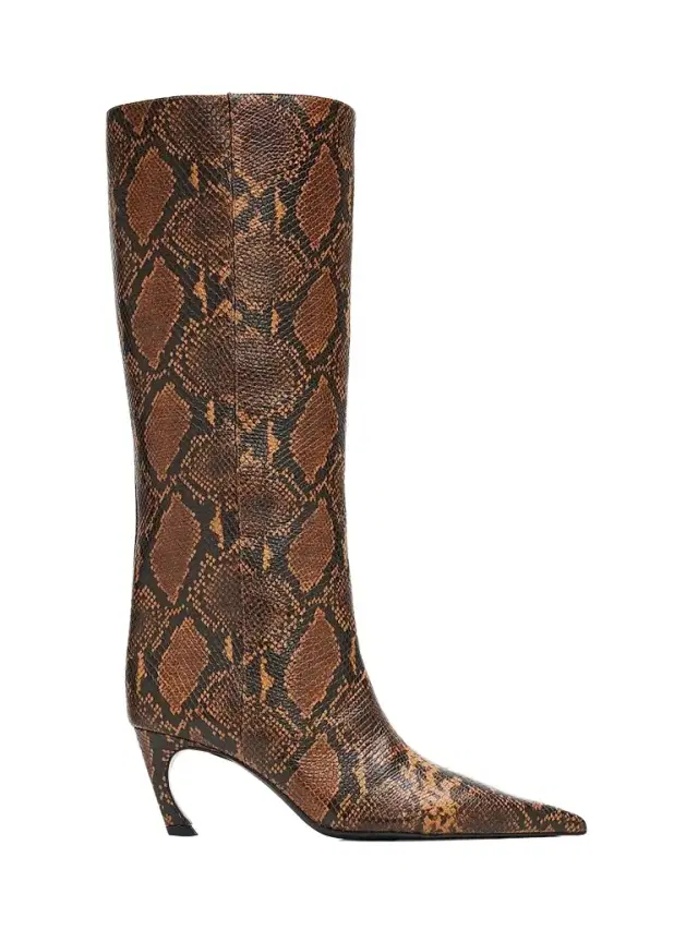 Women's Lexi 75MM Snakeskin Print Mid Boots - Pecan Brown