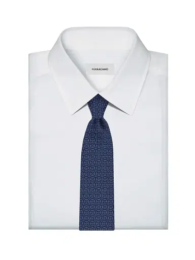 Ferragamo Men's Garbo Gancini Jacquard Silk Tie | Thumbnail 2