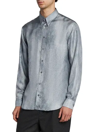Giorgio Armani Men's Blur Printed Silk Shirt | Thumbnail 4 Giorgio Armani Men's Blur Printed Silk Shirt | Thumbnail 4