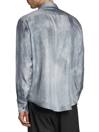 Giorgio Armani Men's Blur Printed Silk Shirt | Thumbnail 5 Giorgio Armani Men's Blur Printed Silk Shirt | Thumbnail 5