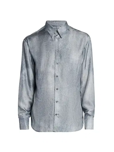 Giorgio Armani Men's Blur Printed Silk Shirt | Thumbnail 1 Giorgio Armani Men's Blur Printed Silk Shirt | Thumbnail 1