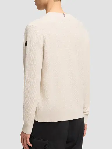 Moncler Men's Sweater in Cotton - White Ivory - Size XXL | Thumbnail 3