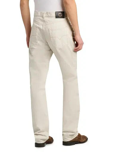 Versace Men's Bead-Embellished Medusa Jeans - Off White - Size 36 | Thumbnail 5 Versace Men's Bead-Embellished Medusa Jeans - Off White - Size 36 | Thumbnail 5