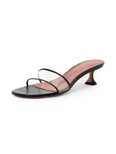 Amina Muaddi Women's Andreea Glass 45MM PVC & Leather Mules | Thumbnail 2 Amina Muaddi Women's Andreea Glass 45MM PVC & Leather Mules | Thumbnail 2