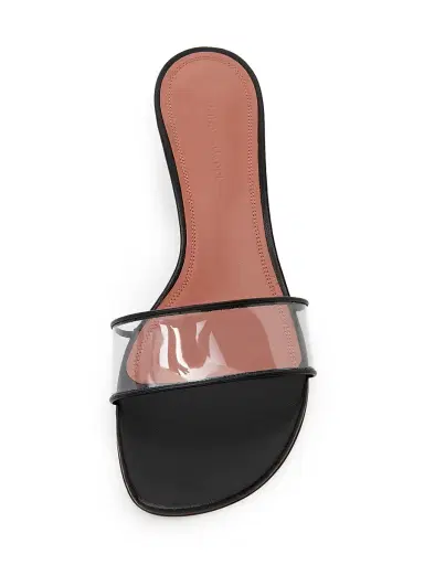 Amina Muaddi Women's Andreea Glass 45MM PVC & Leather Mules | Thumbnail 4 Amina Muaddi Women's Andreea Glass 45MM PVC & Leather Mules | Thumbnail 4