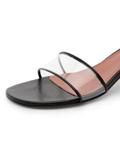 Amina Muaddi Women's Andreea Glass 45MM PVC & Leather Mules | Thumbnail 5 Amina Muaddi Women's Andreea Glass 45MM PVC & Leather Mules | Thumbnail 5