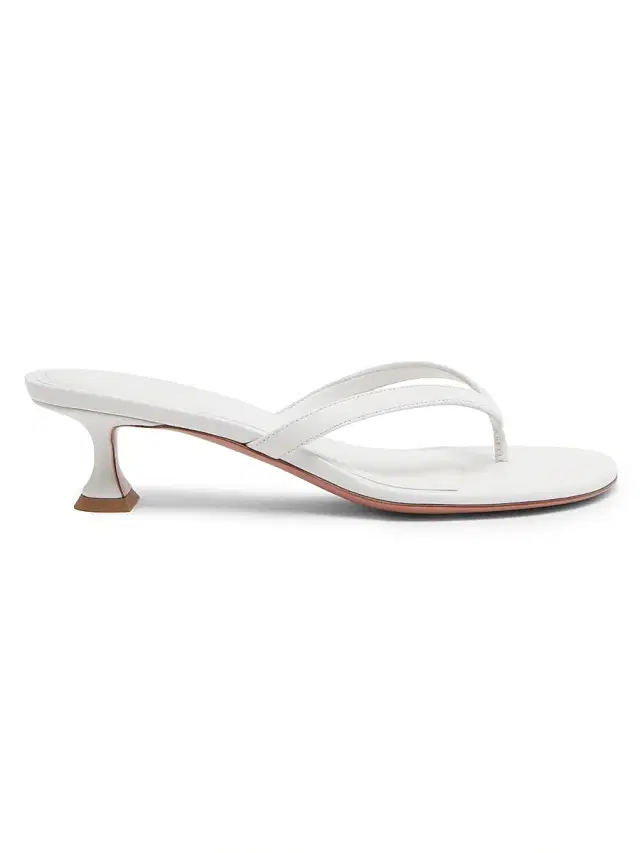 Amina Muaddi Women's Juliette 45MM Leather Thong Sandals - White Nappa