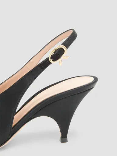 Gianvito Rossi Women's Sofia 70MM Crepe Satin Slingback Pumps - Black - Size 12 | Thumbnail 3
