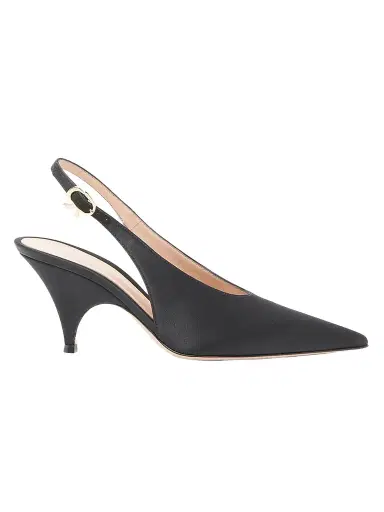 Gianvito Rossi Women's Sofia 70MM Crepe Satin Slingback Pumps - Black - Size 12 | Thumbnail 1