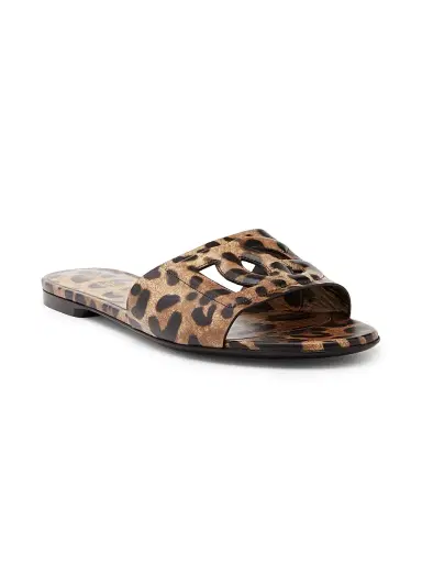 Dolce & Gabbana Women's Logo Cut Out Leopard-Print Leather Sandals | Thumbnail 2 Dolce & Gabbana Women's Logo Cut Out Leopard-Print Leather Sandals | Thumbnail 2