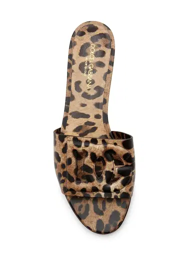 Dolce & Gabbana Women's Logo Cut Out Leopard-Print Leather Sandals | Thumbnail 4 Dolce & Gabbana Women's Logo Cut Out Leopard-Print Leather Sandals | Thumbnail 4