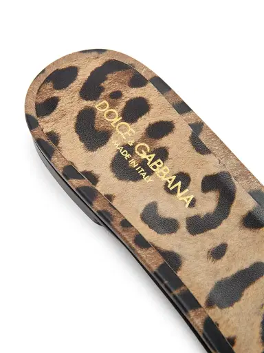 Dolce & Gabbana Women's Logo Cut Out Leopard-Print Leather Sandals | Thumbnail 5 Dolce & Gabbana Women's Logo Cut Out Leopard-Print Leather Sandals | Thumbnail 5