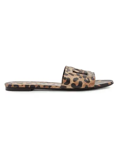 Dolce & Gabbana Women's Logo Cut Out Leopard-Print Leather Sandals | Thumbnail 1 Dolce & Gabbana Women's Logo Cut Out Leopard-Print Leather Sandals | Thumbnail 1
