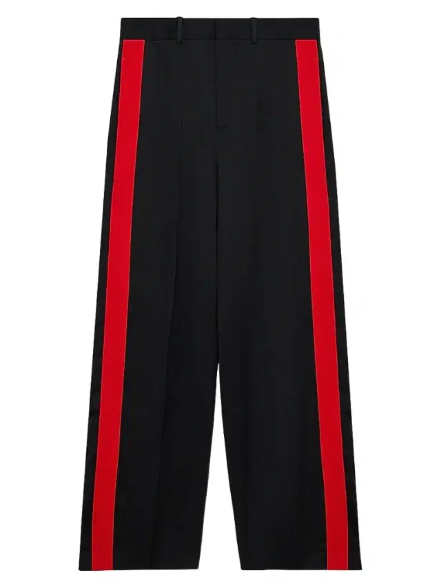 LOEWE Men's Wool-Cotton Tuxedo-Stripe Trousers - Black Red