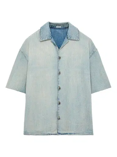 Loewe Men's Anagram Denim Short-Sleeve Shirt | Thumbnail 1