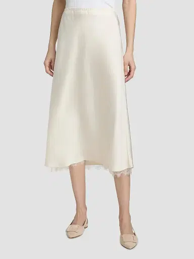 Vince Women's Lace-Trim Satin Midi-Skirt - Creme - Size XXS | Thumbnail 2 Vince Women's Lace-Trim Satin Midi-Skirt - Creme - Size XXS | Thumbnail 2