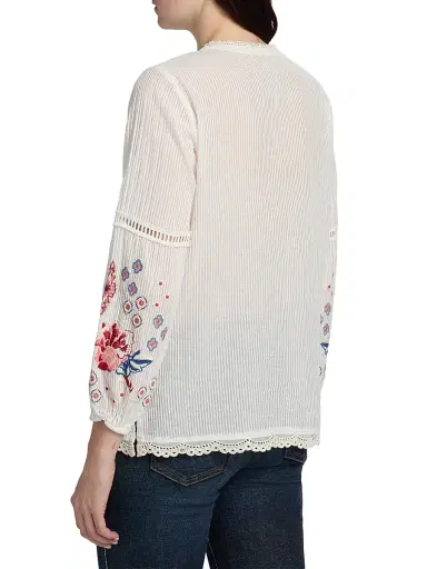 Johnny Was Women's Margaret Embroidered Cotton-Silk Blouse - Natural - Size XL | Thumbnail 5 Johnny Was Women's Margaret Embroidered Cotton-Silk Blouse - Natural - Size XL | Thumbnail 5