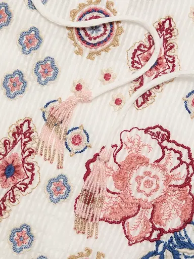 Johnny Was Women's Margaret Embroidered Cotton-Silk Blouse | Thumbnail 7