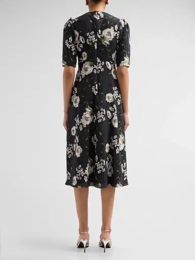 Teri Jon by Rickie Freeman Women's Embellished Floral Cocktail Midi Dress - Black Multi - Size 18 | Thumbnail 3