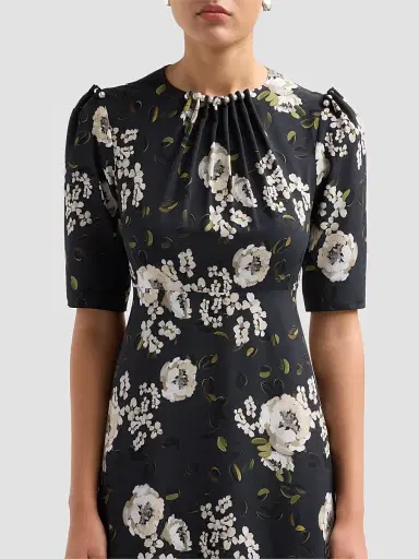 Teri Jon by Rickie Freeman Women's Embellished Floral Cocktail Midi Dress - Black Multi - Size 18 | Thumbnail 5