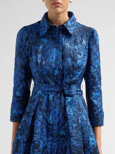 Teri Jon by Rickie Freeman Women's Jacquard Organza Cocktail Shirtdress | Thumbnail 5