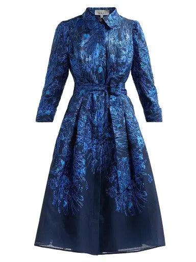 Teri Jon by Rickie Freeman Women's Jacquard Organza Cocktail Shirtdress | Thumbnail 1