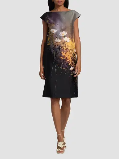 Teri Jon by Rickie Freeman Women's Mikado Wild Flower Knee-Length Dress - Black Multi - Size 18 | Thumbnail 2 Teri Jon by Rickie Freeman Women's Mikado Wild Flower Knee-Length Dress - Black Multi - Size 18 | Thumbnail 2