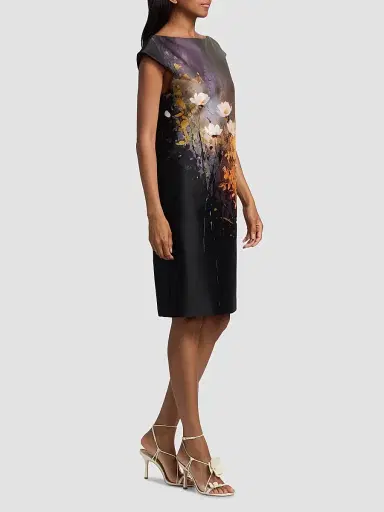 Teri Jon by Rickie Freeman Women's Mikado Wild Flower Knee-Length Dress - Black Multi - Size 18 | Thumbnail 4 Teri Jon by Rickie Freeman Women's Mikado Wild Flower Knee-Length Dress - Black Multi - Size 18 | Thumbnail 4