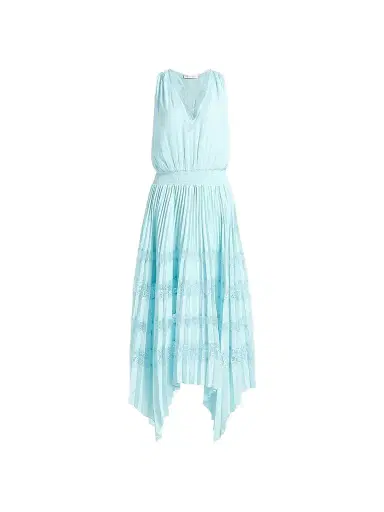 Ramy Brook Women's Roselyn Pleated Lace-Trim Midi Dress - Blue Breeze - Size Large | Thumbnail 1