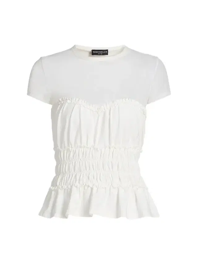 Generation Love Women's Sigrid Mesh-Trim Peplum Top - White