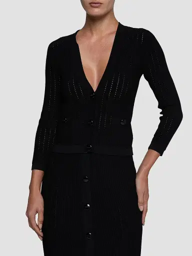 L'Agence Women's Irvin Pointelle-Knit Crop Cardigan | Thumbnail 4 L'Agence Women's Irvin Pointelle-Knit Crop Cardigan | Thumbnail 4