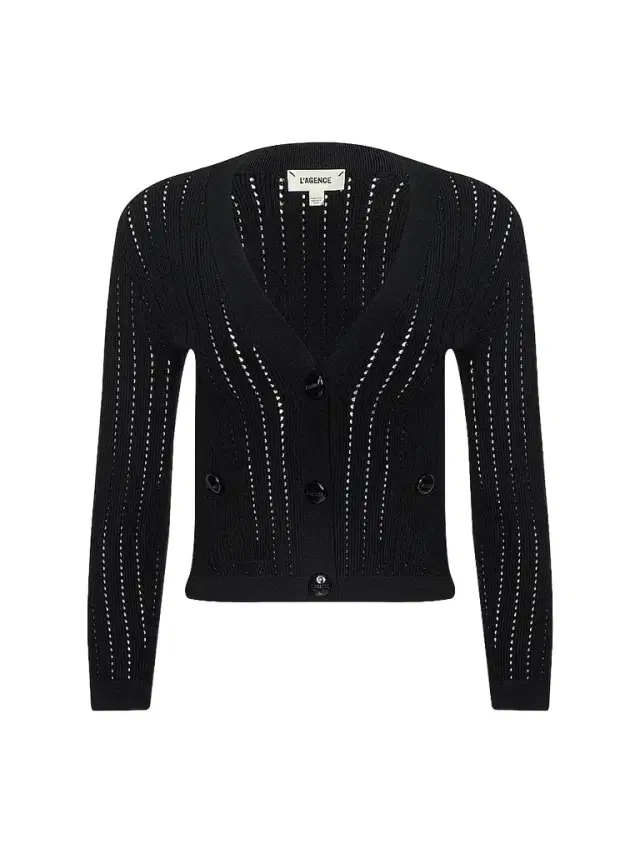 L'AGENCE Women's Irvin Pointelle-Knit Crop Cardigan - Black