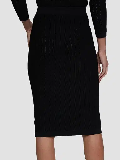 L'AGENCE Women's Melania Pointelle-Knit Midi Skirt - Black | Thumbnail 3 L'AGENCE Women's Melania Pointelle-Knit Midi Skirt - Black | Thumbnail 3