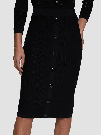 L'AGENCE Women's Melania Pointelle-Knit Midi Skirt - Black | Thumbnail 4 L'AGENCE Women's Melania Pointelle-Knit Midi Skirt - Black | Thumbnail 4
