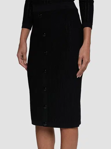 L'AGENCE Women's Melania Pointelle-Knit Midi Skirt - Black | Thumbnail 5 L'AGENCE Women's Melania Pointelle-Knit Midi Skirt - Black | Thumbnail 5
