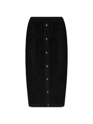 L'AGENCE Women's Melania Pointelle-Knit Midi Skirt - Black | Thumbnail 1 L'AGENCE Women's Melania Pointelle-Knit Midi Skirt - Black | Thumbnail 1