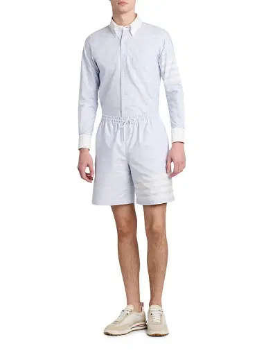 Thom Browne Men's Engineered 4-Bar Straight-Fit Oxford Shirt - Light Blue - Size XXL | Thumbnail 2