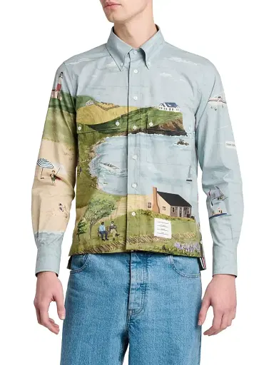 Thom Browne Men's Nantucket Scenic Poplin Utility Shirt | Thumbnail 3 Thom Browne Men's Nantucket Scenic Poplin Utility Shirt | Thumbnail 3