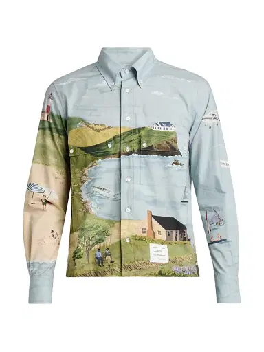 Thom Browne Men's Nantucket Scenic Poplin Utility Shirt | Thumbnail 1 Thom Browne Men's Nantucket Scenic Poplin Utility Shirt | Thumbnail 1
