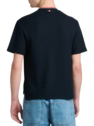 Thom Browne Men's RWB Tipped Crewneck Cotton-Linen T-Shirt | Thumbnail 5 Thom Browne Men's RWB Tipped Crewneck Cotton-Linen T-Shirt | Thumbnail 5