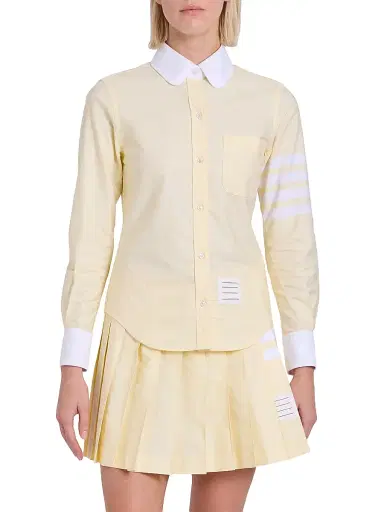 Thom Browne Women's 4-Bar Long-Sleeve Peter Pan Oxford Shirt | Thumbnail 3 Thom Browne Women's 4-Bar Long-Sleeve Peter Pan Oxford Shirt | Thumbnail 3
