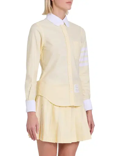 Thom Browne Women's 4-Bar Long-Sleeve Peter Pan Oxford Shirt | Thumbnail 4 Thom Browne Women's 4-Bar Long-Sleeve Peter Pan Oxford Shirt | Thumbnail 4