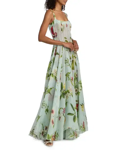 Oscar de la Renta Women's Floral Silk Gazar A-Line Gown | Thumbnail 4