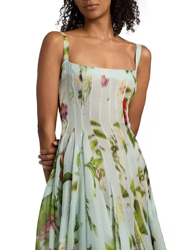 Oscar de la Renta Women's Floral Silk Gazar A-Line Gown | Thumbnail 6