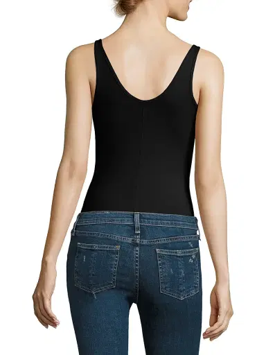 ATM Anthony Thomas Melillo Women's V-Neck Stretch-Modal Bodysuit - Black - Size Large | Thumbnail 3
