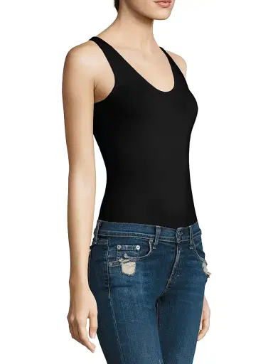 ATM Anthony Thomas Melillo Women's V-Neck Stretch-Modal Bodysuit - Black - Size Large | Thumbnail 4